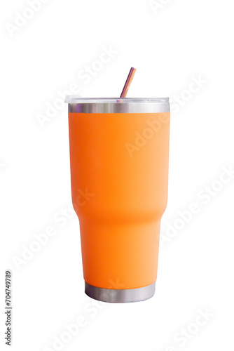 orange travel mug Isolated on white background
