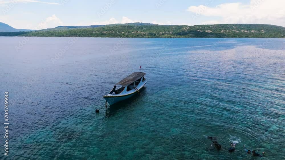 boat on the blue ocean snorkling sport water activity