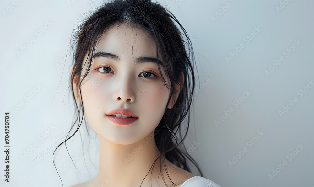 Portrait of beautiful korean women with white background, Generative AI Portrait of beautiful korean women with white background, Generative AI