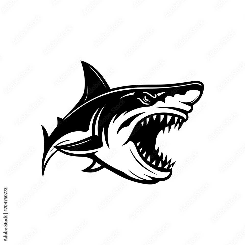 angry mini shark logo with open mouth