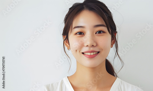 Portrait of beautiful korean women with white background, Generative AI