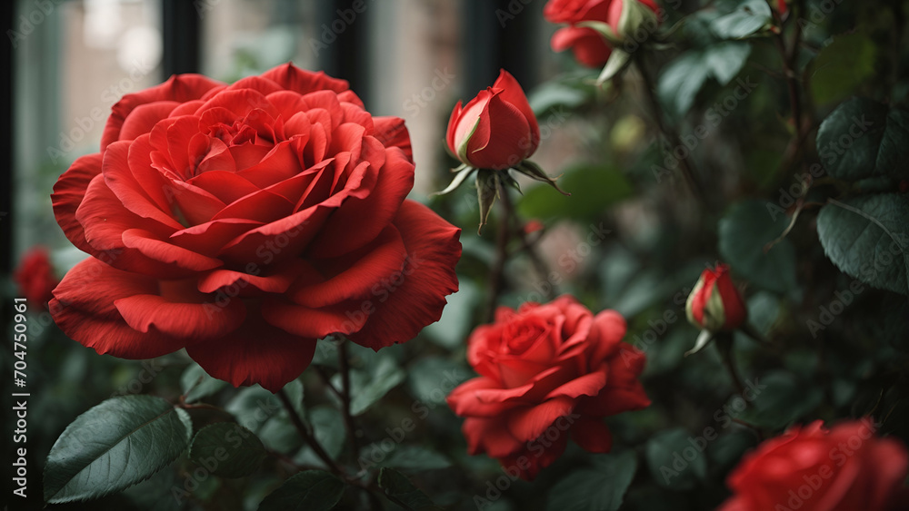 Fototapeta premium red roses in garden