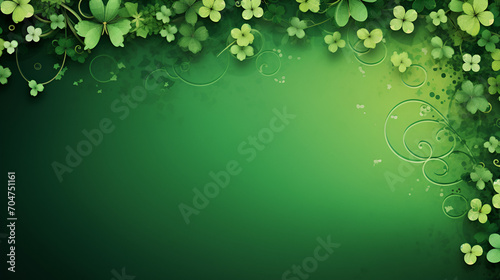 St. Patrick's day background with place for text for banner or flyer for st. patrick's day clover on green background