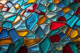 Abstract glass shapes in a textured geometric mosaic pattern