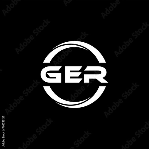 GER letter logo design with black background in illustrator, cube logo, vector logo, modern alphabet font overlap style. calligraphy designs for logo, Poster, Invitation, etc.