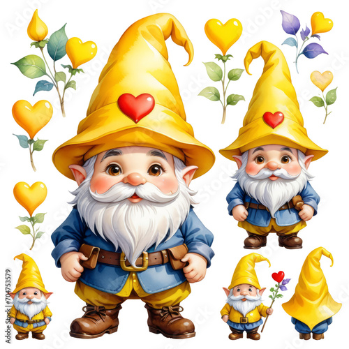 collection cute gnome with transparent background