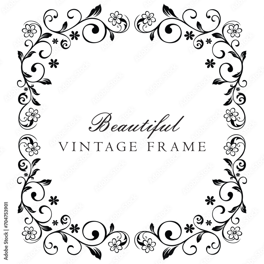 Gorgeous vintage floral frame with blank space