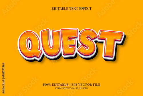 Quest Editable text Effect with 3d vector design