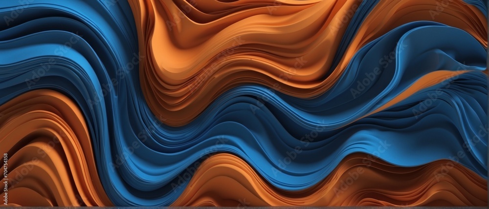 abstract illustration of blue and orange waves creating a sense of depth and movement abstract illustration of blue and orange waves creating a sense of depth and movement