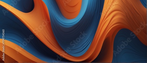 abstract illustration of blue and orange waves creating a sense of depth and movement