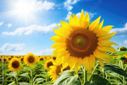 sunflowers in the field on a sunny day. AI generative