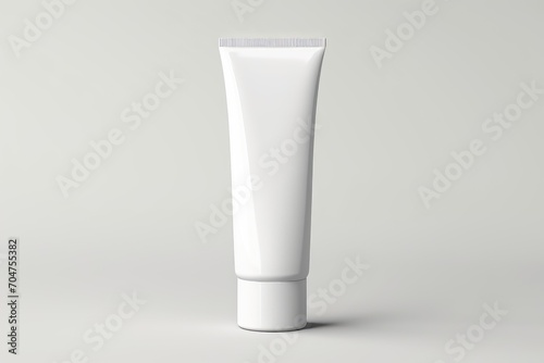 Blank white cosmetic tube mockup .generative AI photo