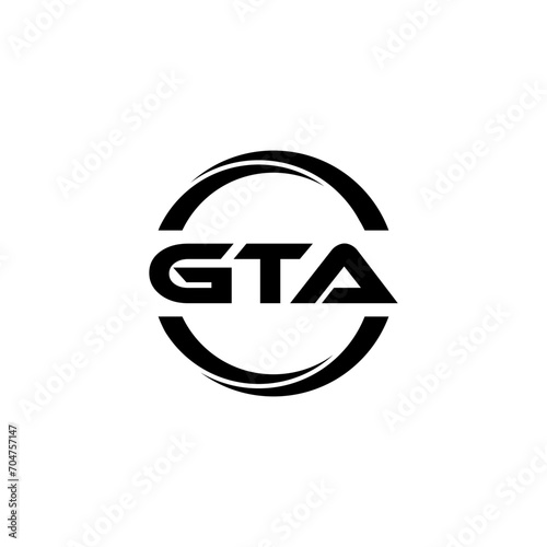 GTA letter logo design with white background in illustrator, cube logo, vector logo, modern alphabet font overlap style. calligraphy designs for logo, Poster, Invitation, etc.