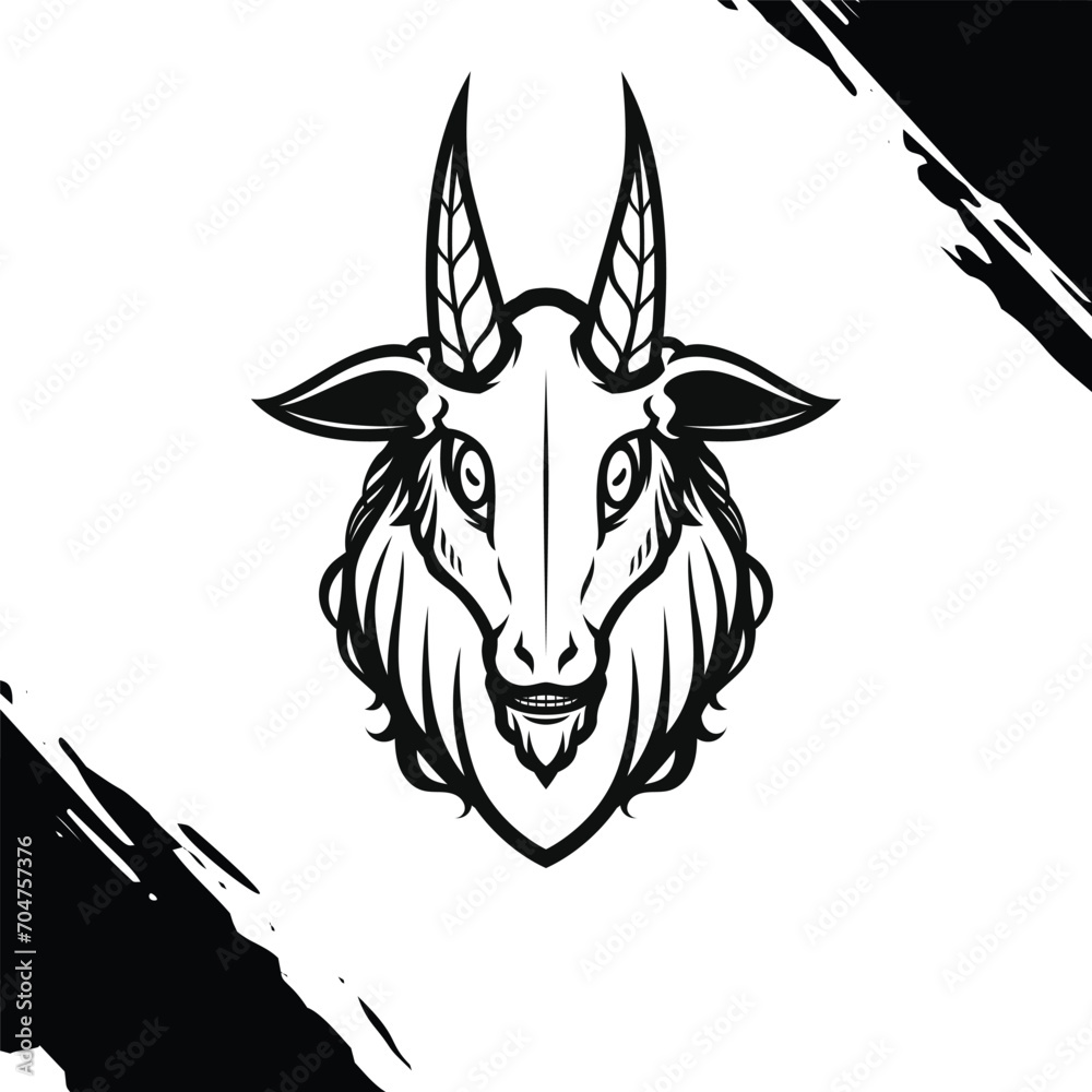 White Cutout Goat Head Mascot Logo - Animals Mascot E-sport Logo, Vector Illustration Design
