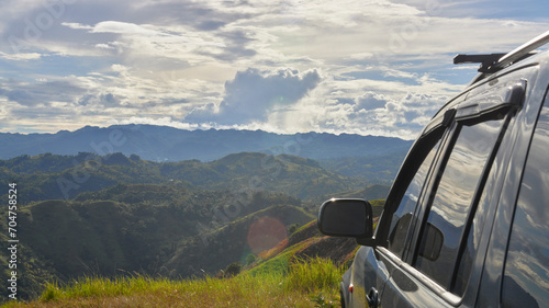 tropical Island Mountain View, car trip, Bohol, Philippines photo