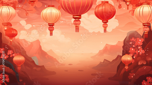 Chinese New Year lantern festive background 