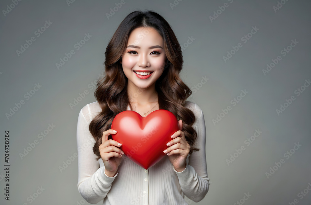 celebration for Valentine's Day with beautiful young woman holds a red heart in her hands. celebration for Valentine's Day with beautiful young woman holds a red heart in her hands.