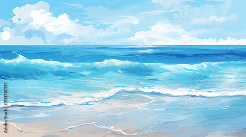 abstract blue sea and beach summer background with waves