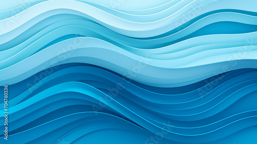 abstract wavy ocean blue paper cut style background