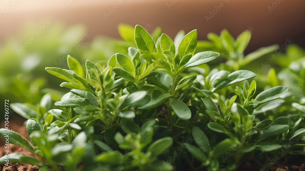 Thyme plant leaves, Medicine plant wallpaper, Garden thyme leaves - Latin name - Thymus vulgaris, Thyme plant growing in the herb garden