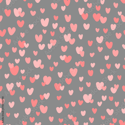 cute pink hearts. gray wedding repetitive background. valentine card. vector seamless pattern. fabric swatch. wrapping paper. textile design template