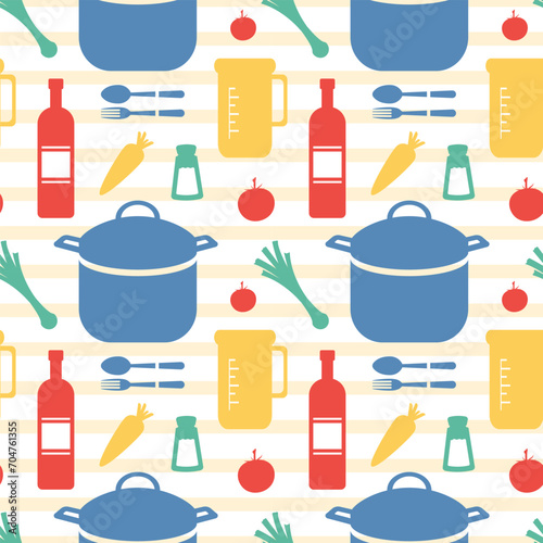 Cooking Equipment Seamless Pattern Design Illustration in Flat Cartoon Template Hand Drawn