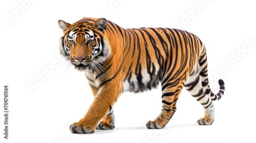 Tiger bengal action Dangerous animal Big hunter animal in the forest and isolated on white background 