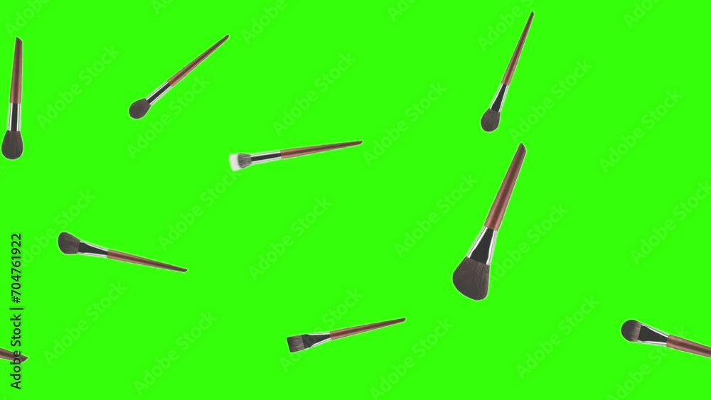 Make-up accessories brushes animation green screen Make-up accessories brushes animation green screen