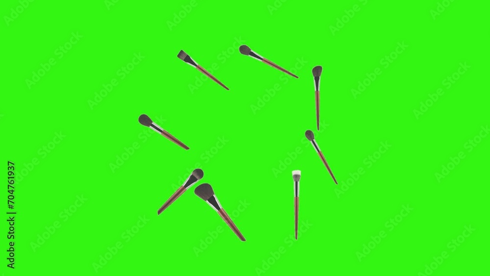 Make-up accessories brushes animation green screen Make-up accessories brushes animation green screen