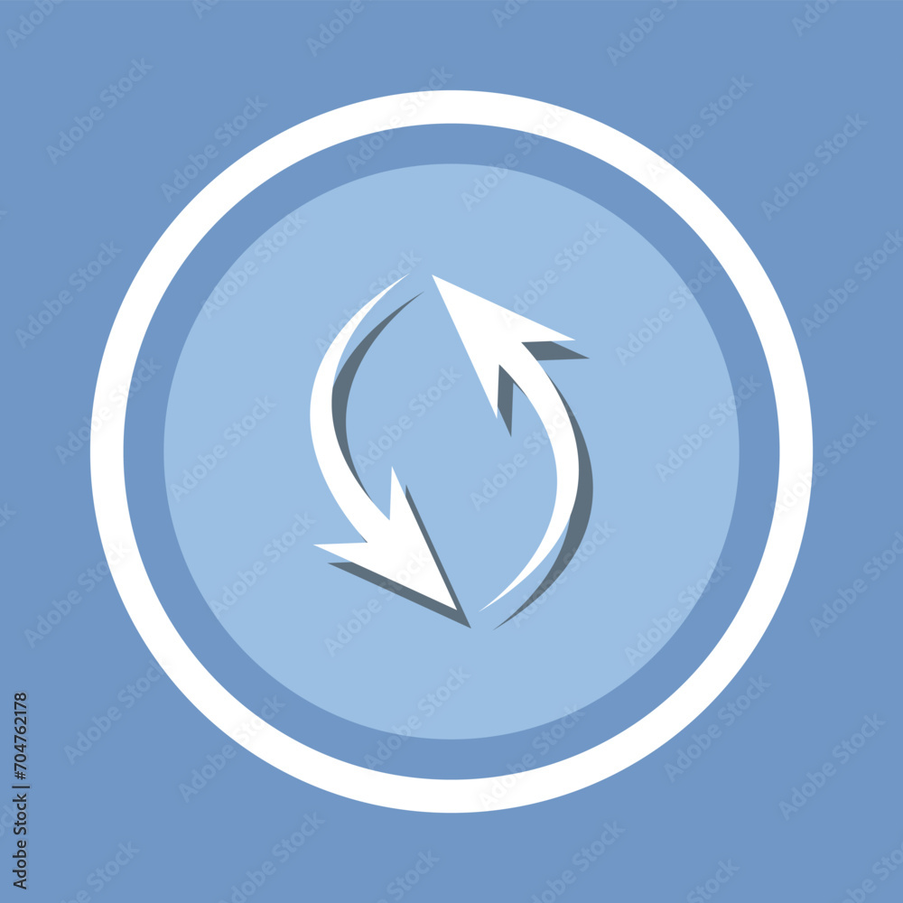 Repeat icon vector. Refresh icon vector in trendy flat style. Reload arrow icon image, Reload arrow icon illustration isolated on blue background Repeat icon vector. Refresh icon vector in trendy flat style. Reload arrow icon image, Reload arrow icon illustration isolated on blue background