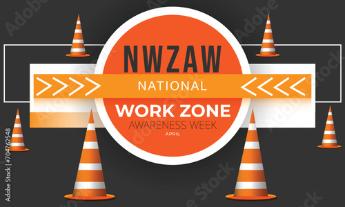 National work zone awareness week. background, banner, card, poster, template. Vector illustration.