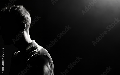 Generated Image of male with mental health issues, hiding in the shadows. © Katie