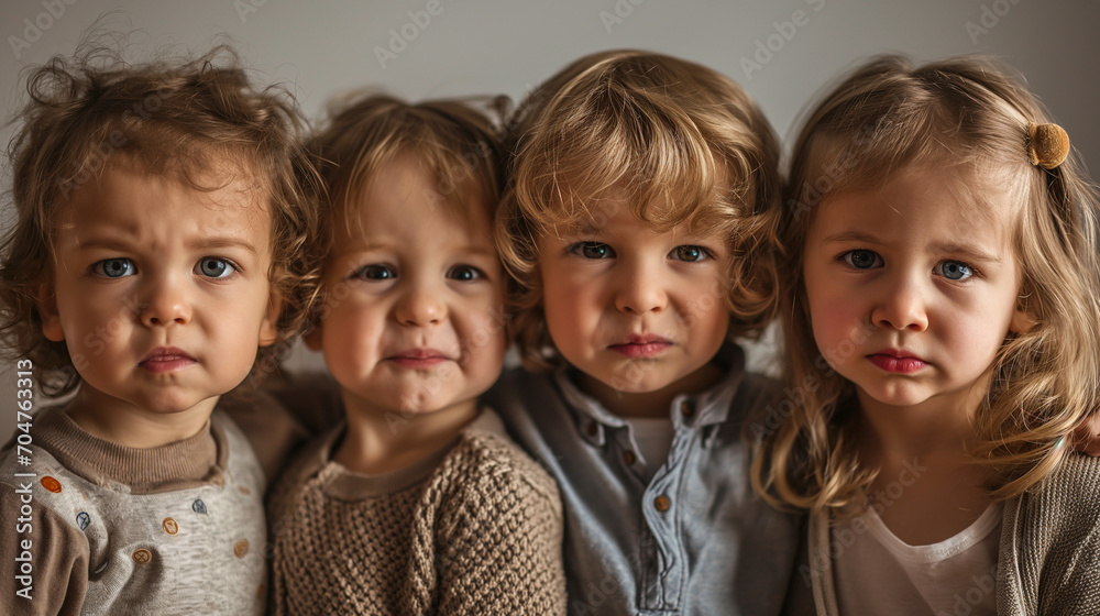 Kids making silly faces on grey background. Kids making silly faces on grey background.