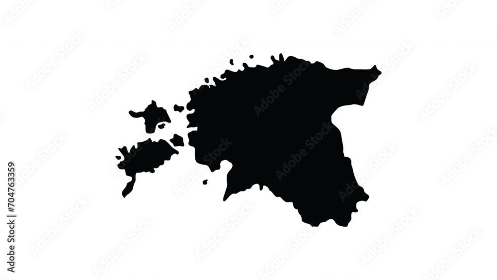 Animation forms a map icon for the country of Estonia