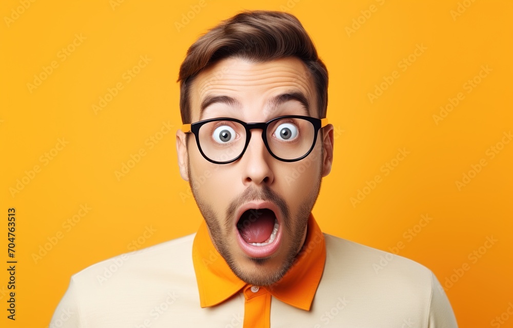 Man with glasses and open mouth Man with glasses and open mouth