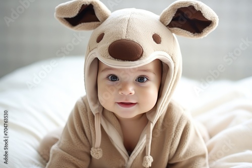 Reindeer Romp: Dress the baby as a cute reindeer and set up a scene with reindeer decorations.