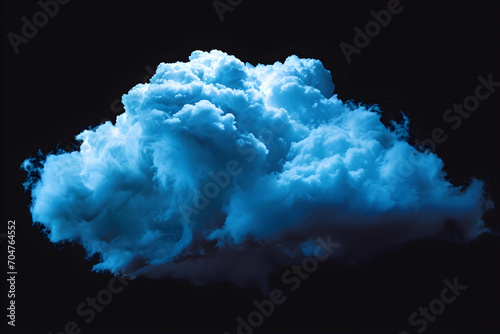 blue cloud isolated on black background