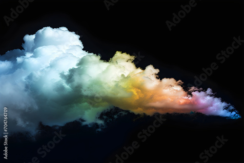 rainbow cloud isolated on black background