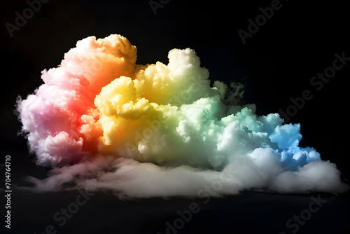 rainbow cloud isolated on black background