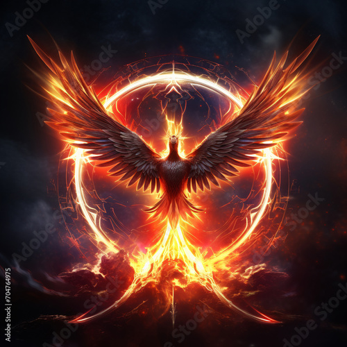 Abstract creative Noble fire Phoenix design icon template

