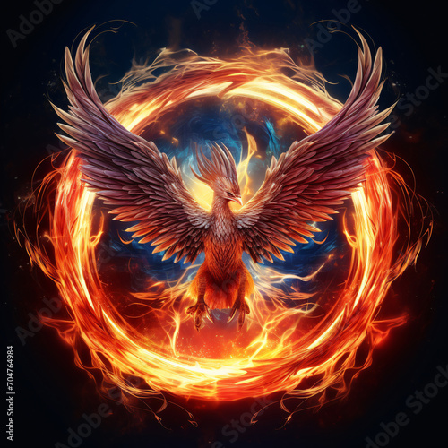 Abstract creative Noble fire Phoenix design icon template 