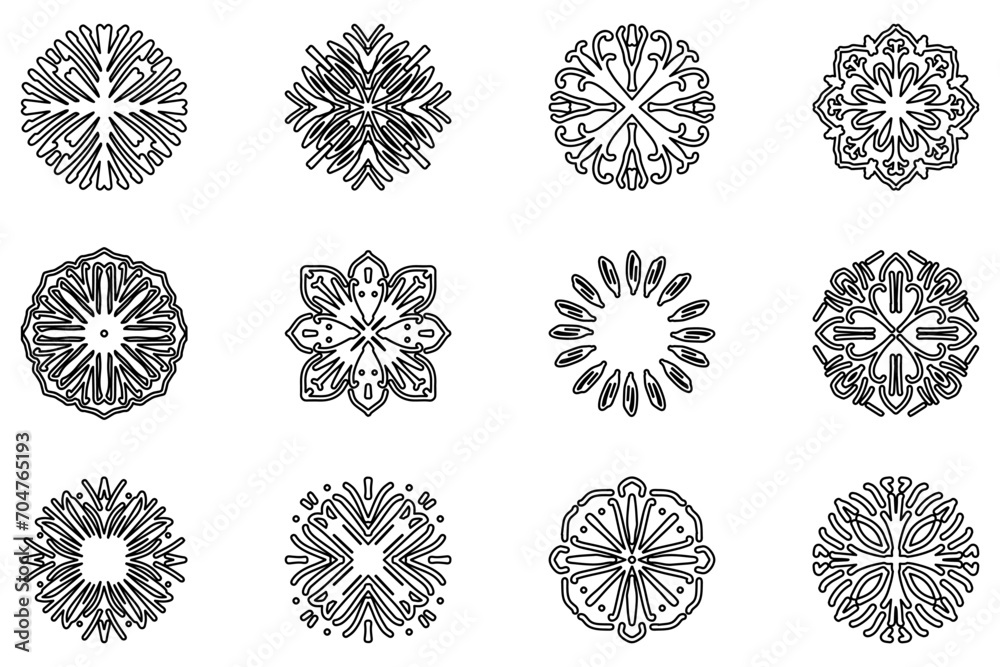 Ornament set icon. Artistic abstract vector