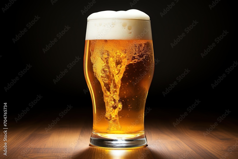 glass of beer on dark background