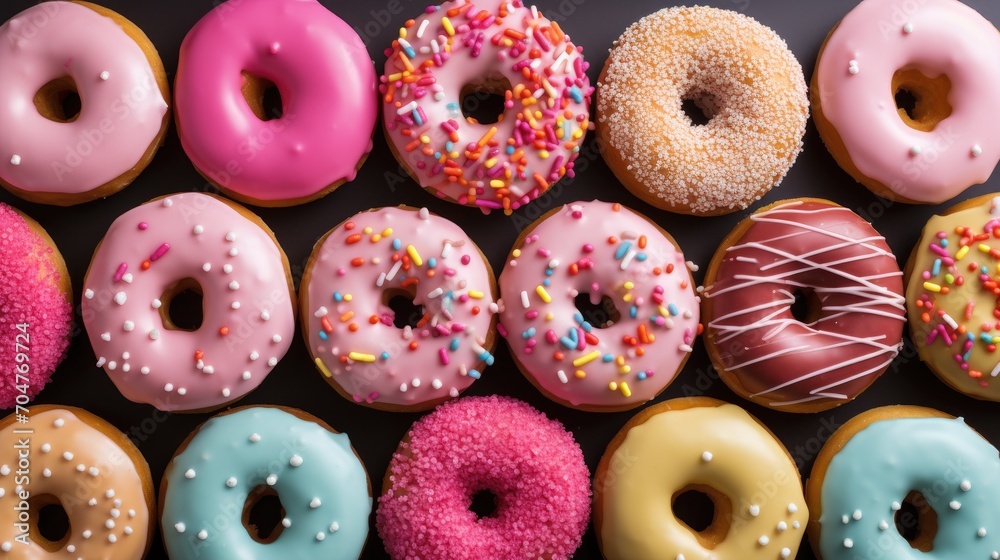 Sweet delicious donuts background Sweet delicious donuts background