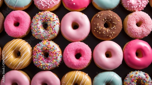 Sweet delicious donuts background