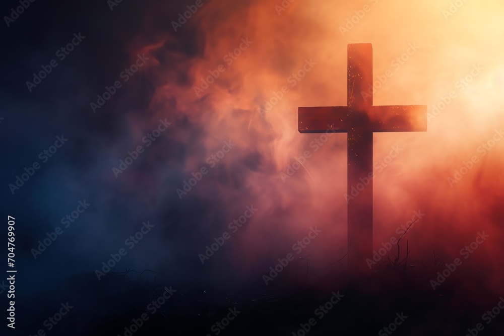 good friday wooden cross background with copy space