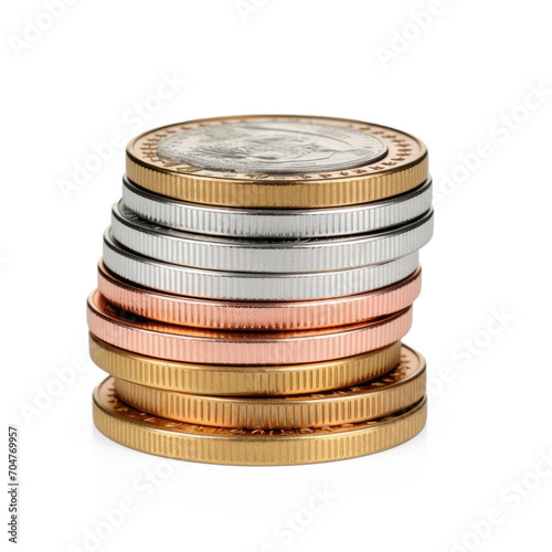 A stack of nice euro coins isolate on transparency background png  photo