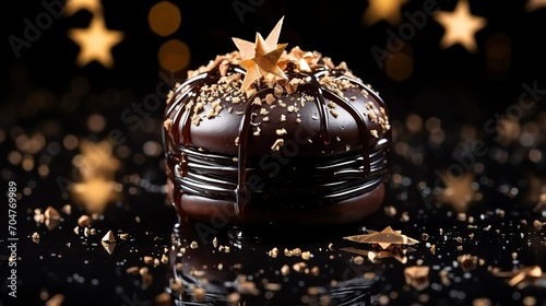 Chocolate almond and glazed doughnut on a black background ,Chocolate day, Valentines Day, Valentines week  photo