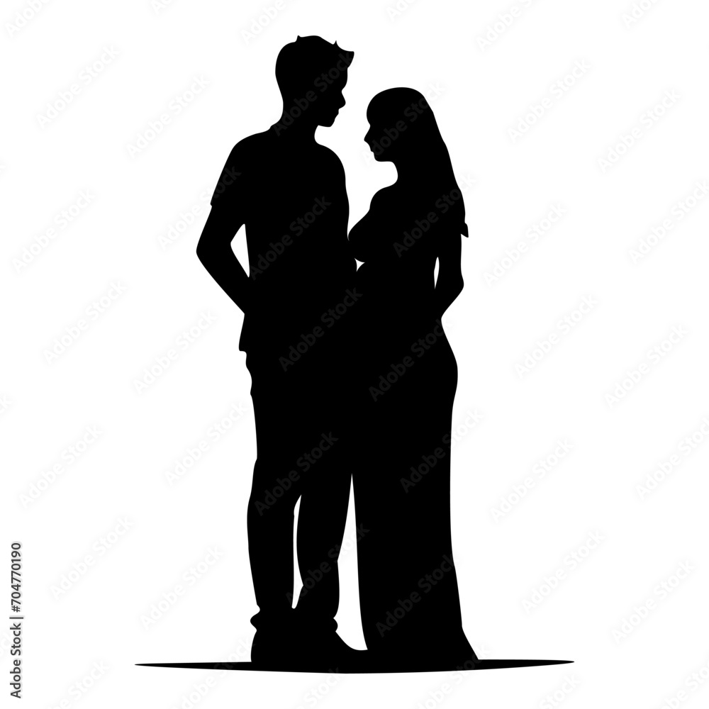 man and woman couple silhouette illustration, flat design isolated on white background, simple and modern vector. ai generative