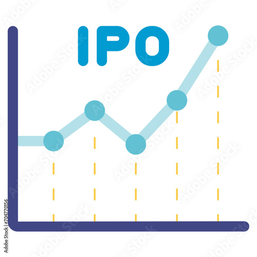 ipo stock graph flat icon